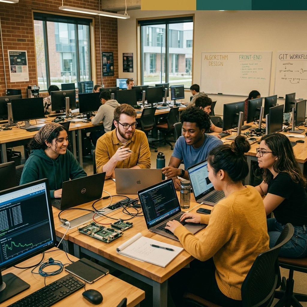 Tech students working in computer lab
